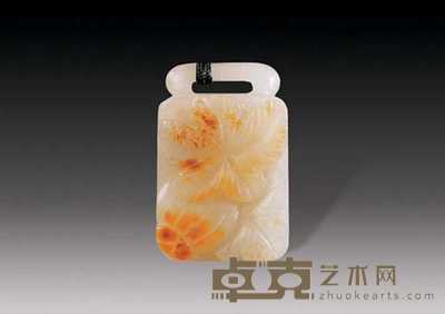 清 白玉雕花卉挂件 高3.7cm